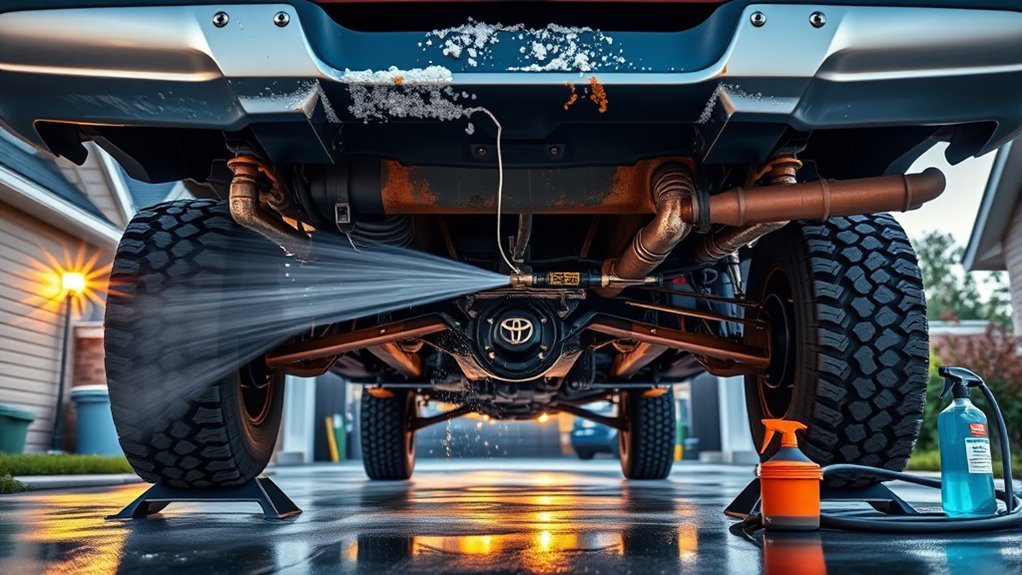 Toyota Tundra undercarriage being protected from winter road salt and corrosion