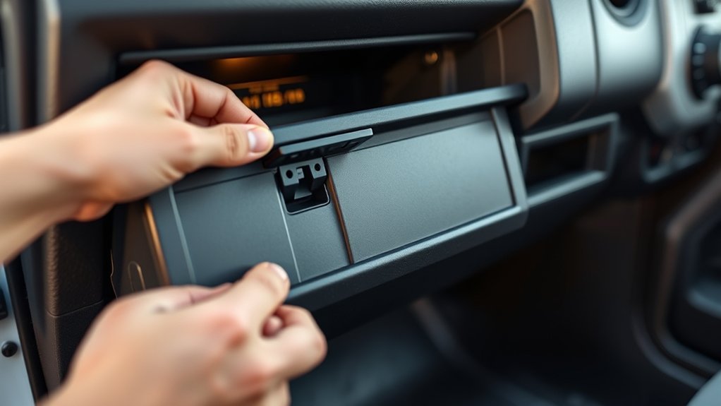 Reassembling a Toyota Tundra glove box after cabin filter replacement