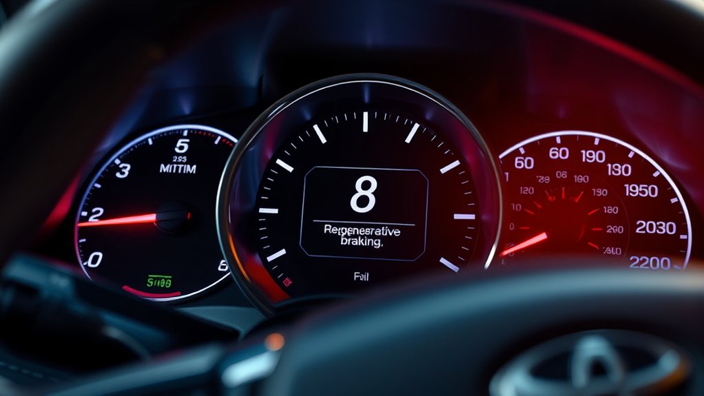Toyota Camry Hybrid dashboard showing regenerative braking energy recovery