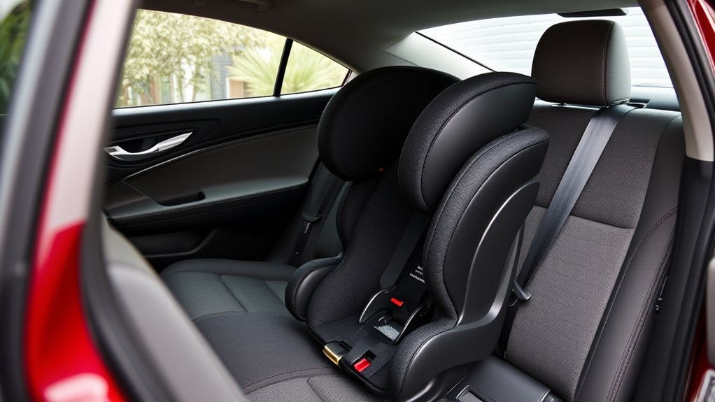 parent checking the tightness of a Toyota Camry child car seat