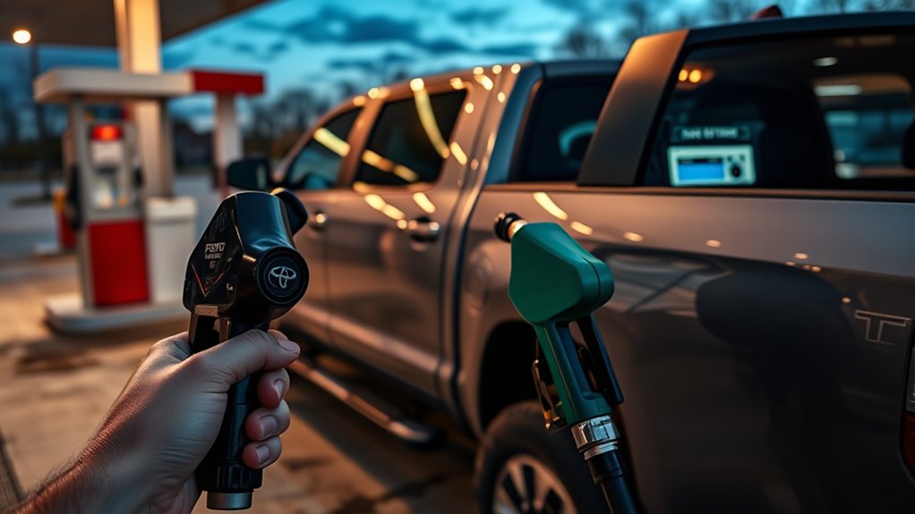 Toyota Tundra owner selecting 87-octane regular gasoline