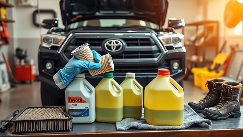 Toyota Tacoma engine oil and filter maintenance
