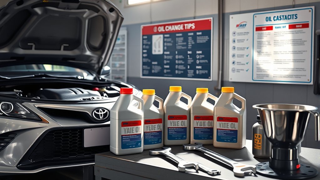 Toyota Camry oil change tools and safe refill procedure