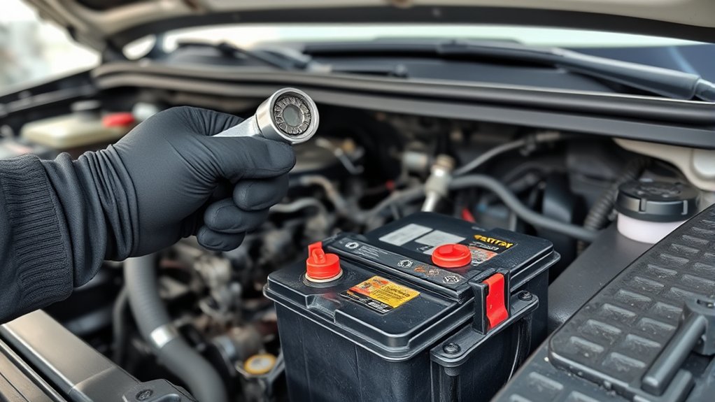 Disconnecting the negative terminal before removing a Tacoma battery