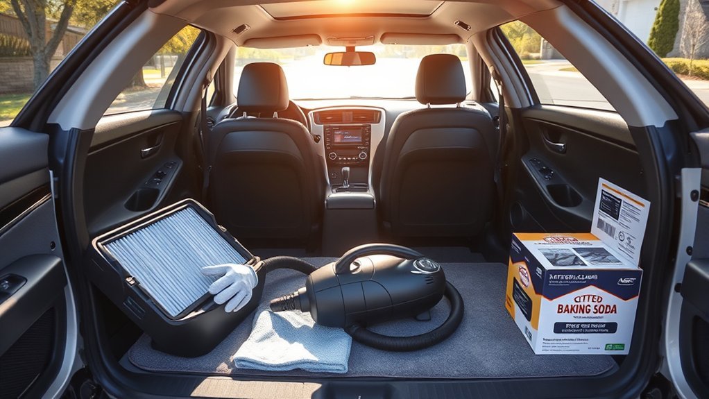 Deep cleaning Toyota Camry carpet to remove trapped moisture and odors