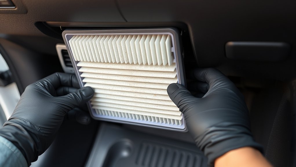 Removing an old Toyota Tundra cabin air filter carefully