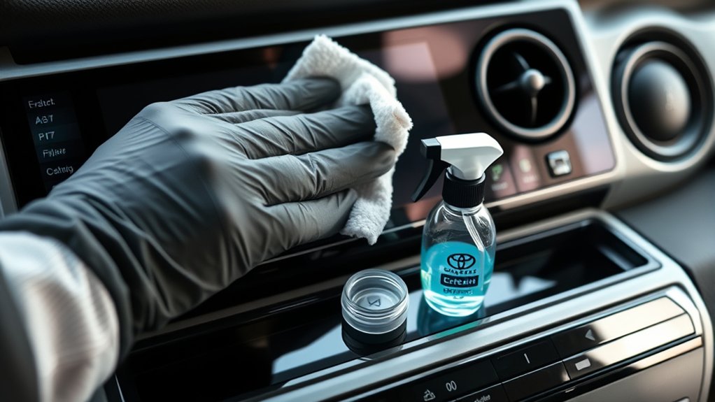 Removing stubborn smudges from a Toyota Tacoma touchscreen
