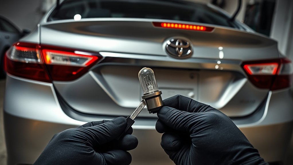 Replacing a serviceable Toyota Camry brake light bulb