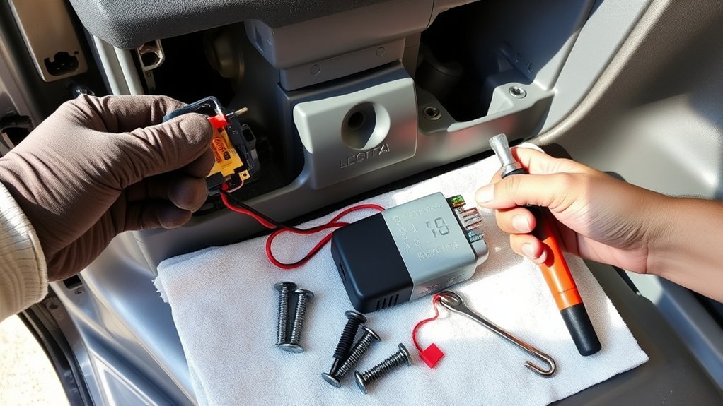 Removing a Toyota Camry door panel to replace the door-lock actuator