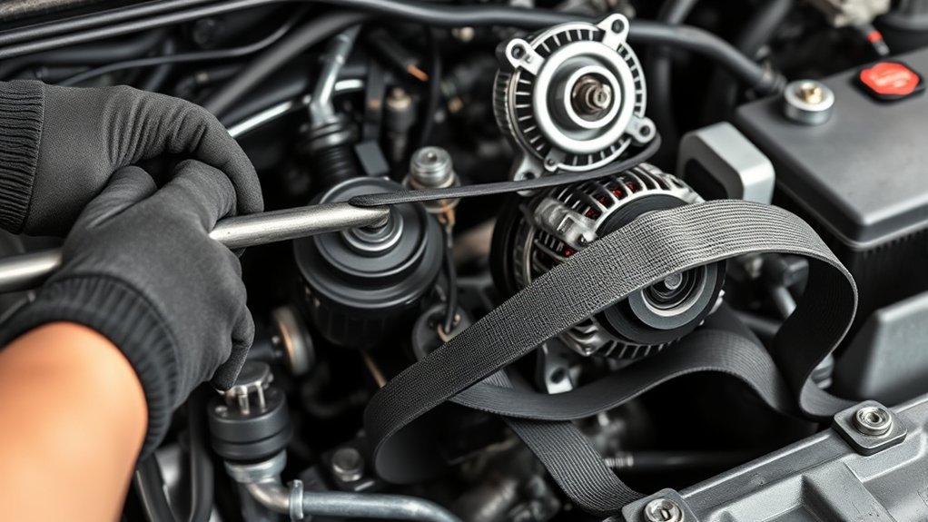 Inspecting a Toyota Tacoma serpentine belt for wear