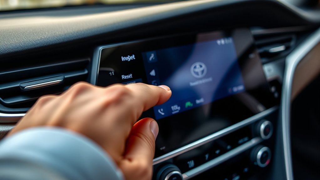 driver restarting a Toyota Camry infotainment system
