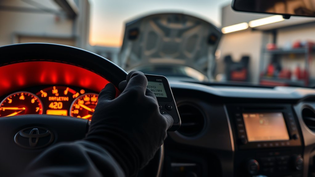 Resetting a Toyota Tundra check engine light with a diagnostic scan tool after repairs