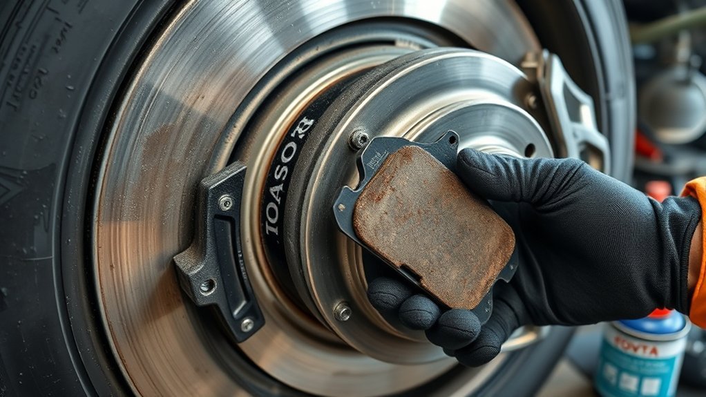 Technician diagnosing the cause of Toyota Camry brake squeal