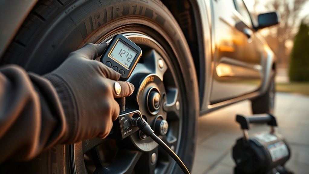 Toyota Tacoma tire-pressure warning light illuminated on the dashboard