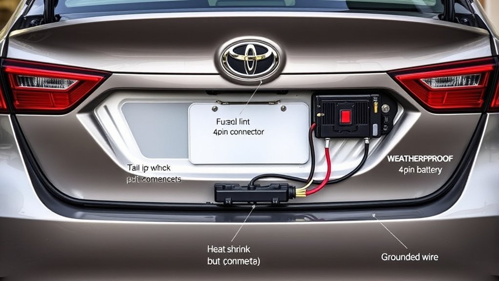 Toyota Camry connected to a small trailer for safe towing
