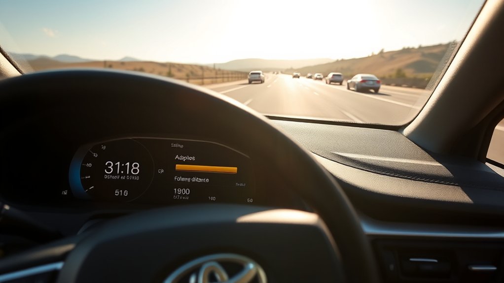 Toyota Camry display showing selectable Dynamic Radar Cruise Control following intervals