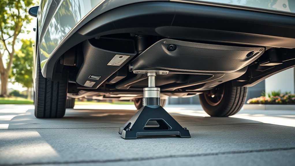 Toyota Camry pinch-weld jack stand placement under the rocker panel