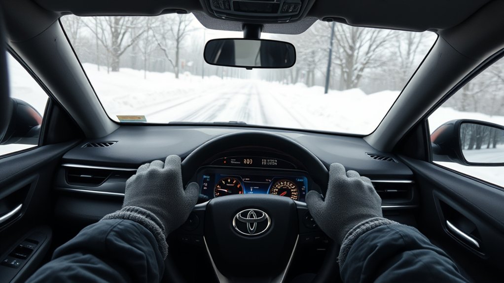 Safe winter-driving practices for a Toyota Camry on snow and ice