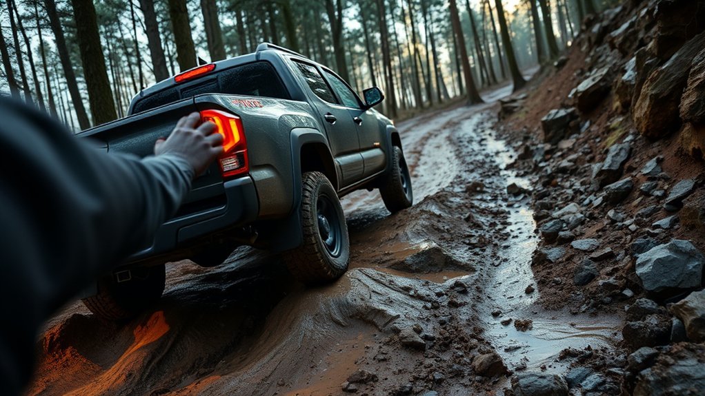 Toyota Tacoma rear differential lock safety precautions for low-speed off-road driving