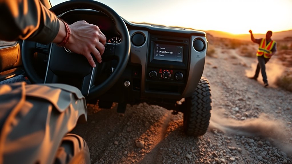 Toyota Tundra following safe off-road driving practices on a dirt trail