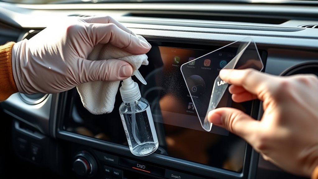 Screen protector fitted to a Toyota Tacoma touchscreen