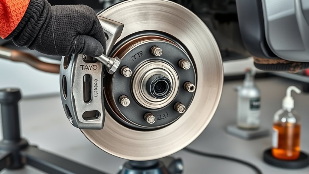 secure Toyota Tacoma brake hose connection at a replacement caliper
