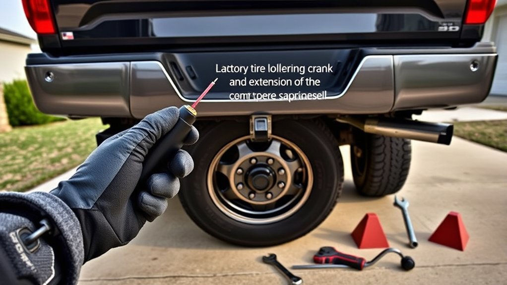 Installing a Toyota Tundra spare tire securely after lowering it