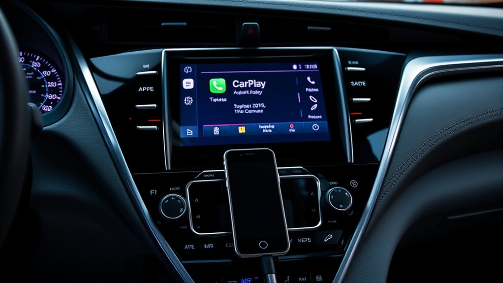 Smartphone connected to a Toyota Camry infotainment system
