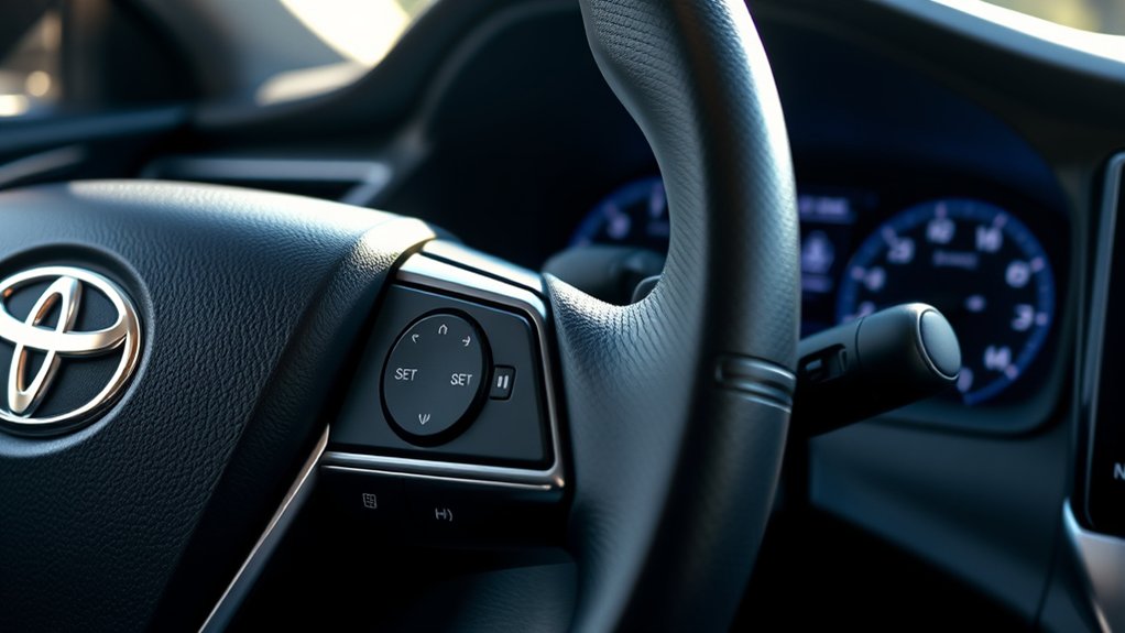 Toyota Camry using cruise control to maintain a steady highway speed