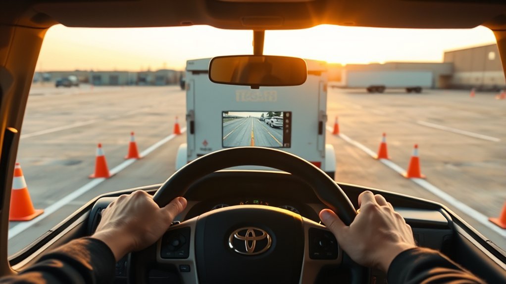 driver using available Toyota Tundra trailer camera guidance