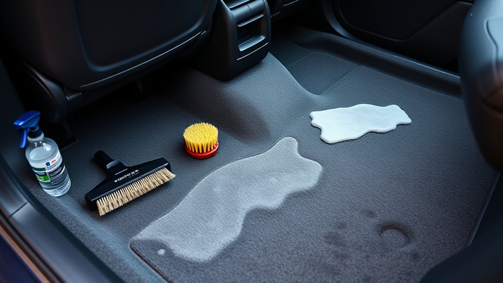 Vacuuming and shampooing the fitted carpet in a Toyota Camry