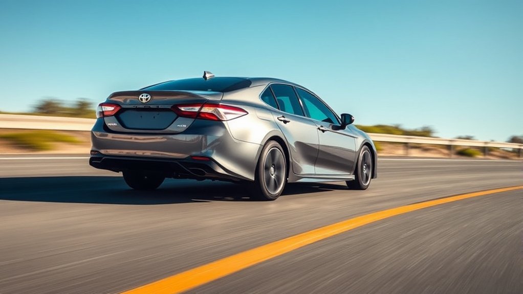 Toyota Camry transitioning from low-speed maneuvering to highway driving