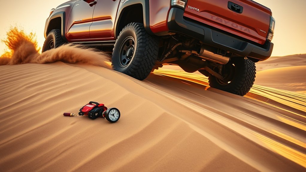 Toyota Tacoma tire pressure adjustment before sand driving