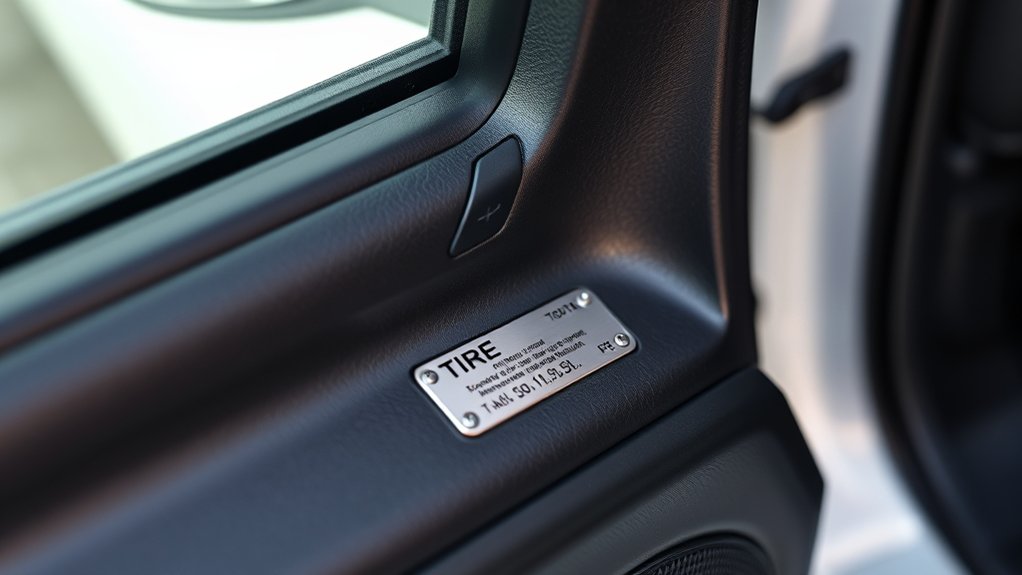 Toyota Camry tire pressure placard locations inside the driver-side door opening