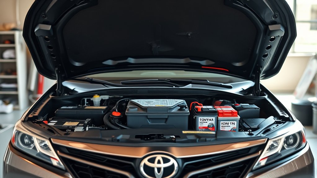 Toyota Camry replacement battery brands and fitment labels
