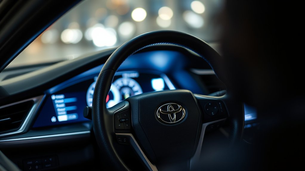 Toyota Camry dashboard displaying a scheduled maintenance reminder