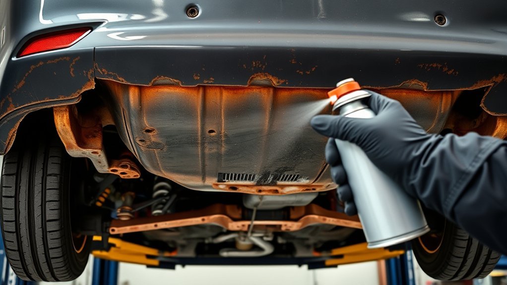 Inspecting Toyota Camry body and undercarriage for rust prevention