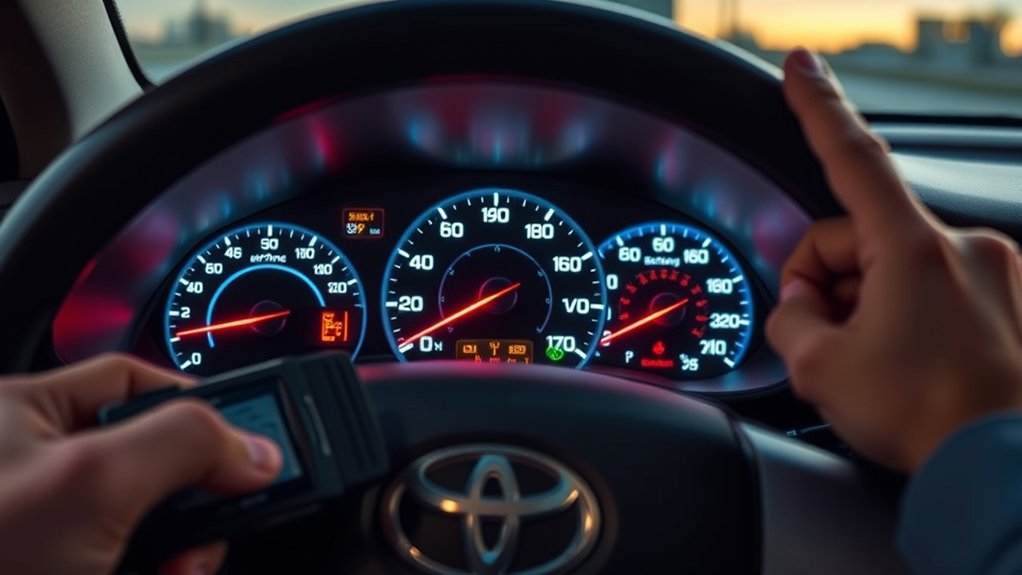 Common Toyota Camry warning lights on the instrument cluster