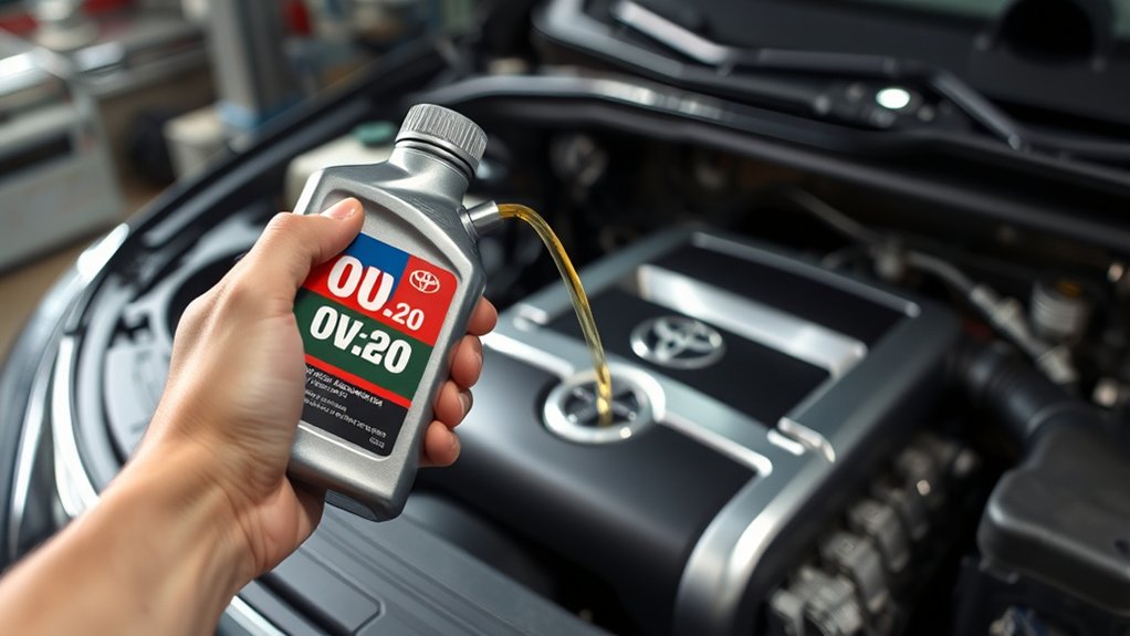 Owner checking Toyota Camry engine-oil specifications