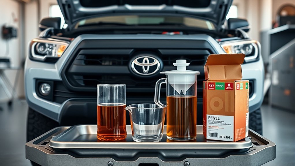 Toyota Tacoma engine oil capacity and dipstick check