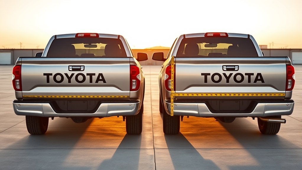 Toyota Tundra shown with available short, standard, and long cargo bed options