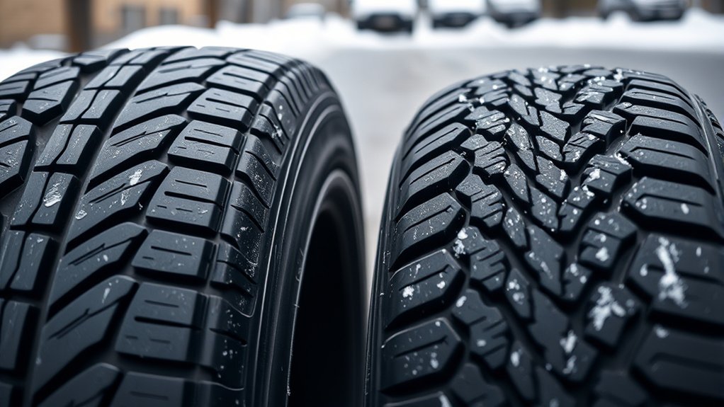 Comparison of winter tire tread channels, blocks, and traction sipes
