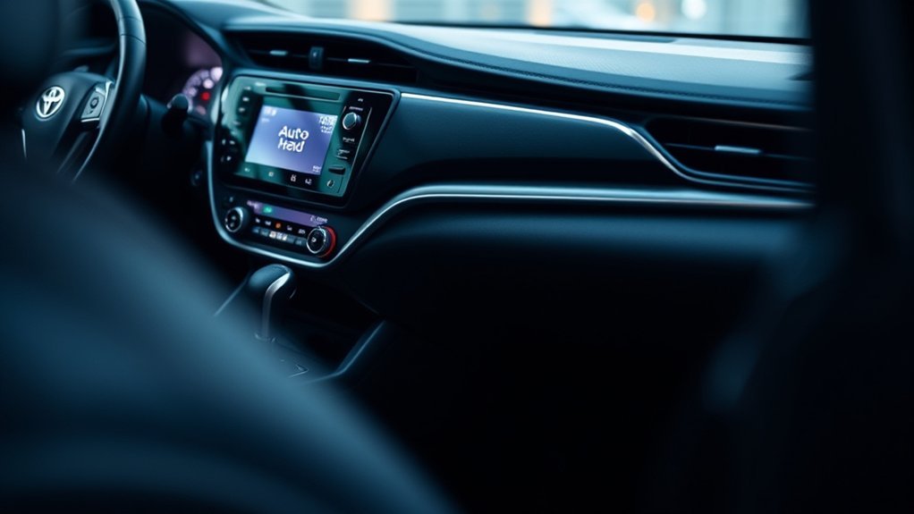 Toyota Camry instrument panel showing Brake Hold status and warning indicators