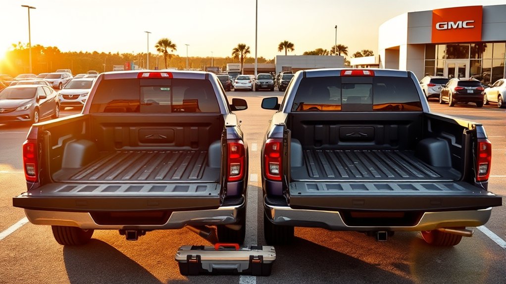 Comparison of short, standard, and long pickup truck bed lengths