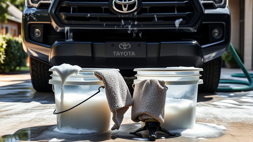 Two-bucket method for washing a Toyota Tacoma