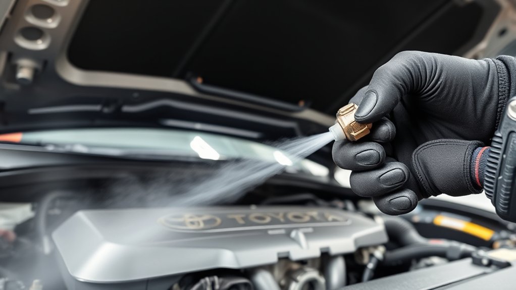 Checking Toyota Camry intake hoses and sensors for vacuum leaks