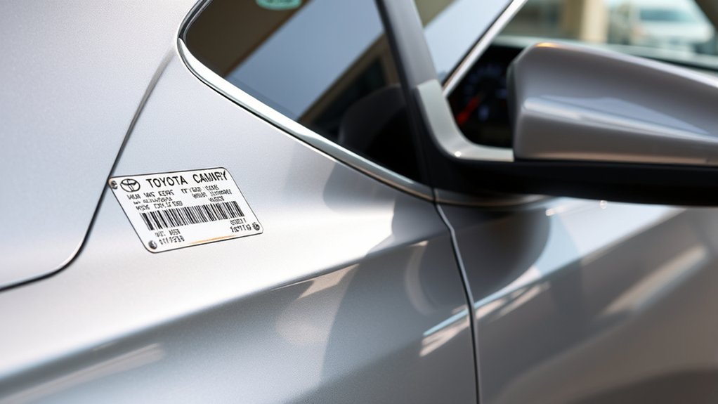 Verifying a Toyota Camry VIN against the dashboard label and vehicle documents