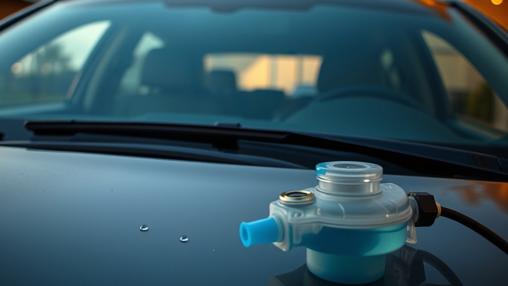 Toyota Camry windshield washer reservoir, pump, hoses, and spray nozzles