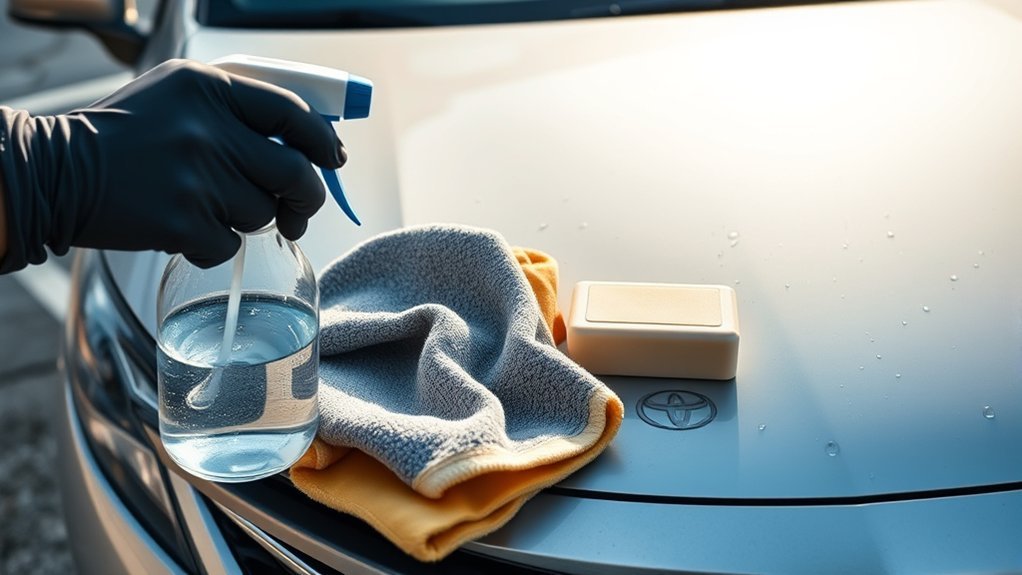 Mineral water spots forming on a Toyota Camry exterior
