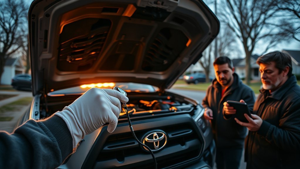 Toyota Tacoma undergoing inspection for a persistent whining noise
